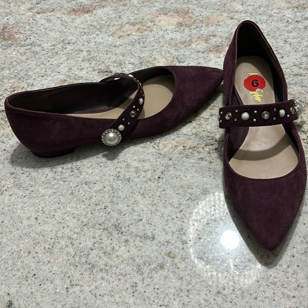 Lord & Taylor Suede Studded Ballerinas